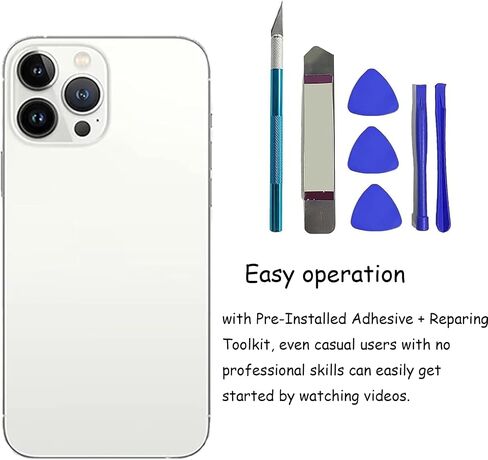 13 Pro Back Glass Replacement for iPhone 13 Pro Rear Back Glass,Compatible with iPhone 13 Pro Rear Glass Kit with Pre-Installed Adhesive and Tools(Silver) in Saudi Arabia