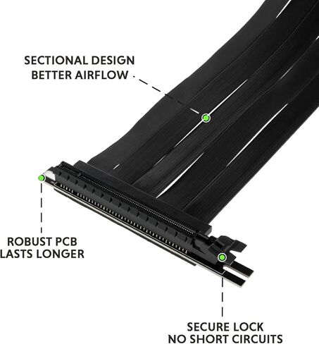 LINKUP {30 cm) PCIE 3.0 16x Shielded Extreme High-Speed Riser Cable Port Extension PCIE Card┃Black┃Right Angle┃3.0 Gen3 Compatible in Saudi Arabia