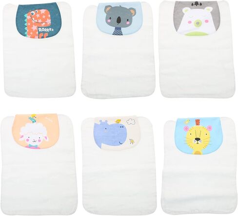 Toyvian 6pcs Baby Sweat Absorbent Towel Animal Theme Cotton Cloth Absorb Soft Cartoon Infant Back Towels Back Wet Pad Wipes in Saudi Arabia