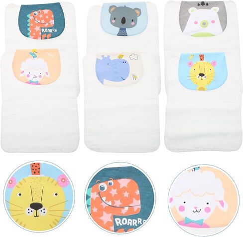 Toyvian 6pcs Baby Sweat Absorbent Towel Animal Theme Cotton Cloth Absorb Soft Cartoon Infant Back Towels Back Wet Pad Wipes in Saudi Arabia