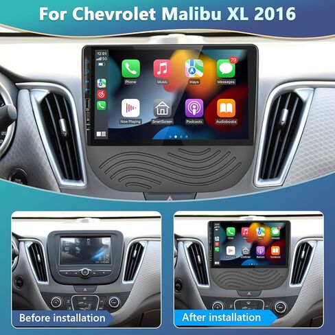 Podofo 2G+64G Car Stereo for Chevrolet Malibu XL 2016-2018 with Wireless Carplay & Android Auto, 9 Inch Touchscreen Car Radio with Bluetooth/GPS/WiFi/SWC/FM&RDS Radio + AHD Backup Camera + MIC in Saudi Arabia