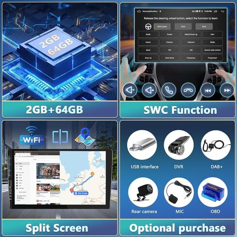 Podofo 2G+64G Car Stereo for Chevrolet Malibu XL 2016-2018 with Wireless Carplay & Android Auto, 9 Inch Touchscreen Car Radio with Bluetooth/GPS/WiFi/SWC/FM&RDS Radio + AHD Backup Camera + MIC in Saudi Arabia