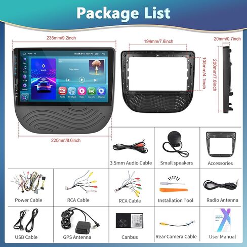 Podofo 2G+64G Car Stereo for Chevrolet Malibu XL 2016-2018 with Wireless Carplay & Android Auto, 9 Inch Touchscreen Car Radio with Bluetooth/GPS/WiFi/SWC/FM&RDS Radio + AHD Backup Camera + MIC in Saudi Arabia