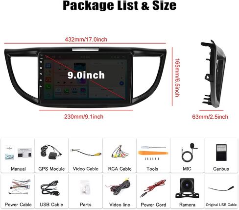8-Core 4+64G Android Car Stereo لهوندا CRV 2012-2016 مع Carplay Android Auto 59 موضوع 9 بوصة شاشة تعمل باللمس بلوتوث 5.0 FM/RDS شبكة راديو DSP 32EQ AI Voice GPS in Kuwait