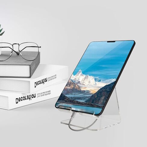 Acrylic Desk Tablet Stand, Clear Tablet Holder, Desktop iPad Stand, Compatible with Tablet Such As iPad Air Mini Pro, Phone 13 Pro 12 Mini 11 XS Max XR X 6 7 8 Plus (4-13 inch) in Saudi Arabia
