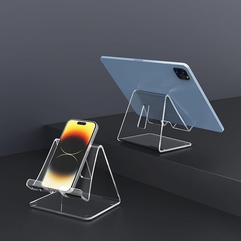 Acrylic Desk Tablet Stand, Clear Tablet Holder, Desktop iPad Stand, Compatible with Tablet Such As iPad Air Mini Pro, Phone 13 Pro 12 Mini 11 XS Max XR X 6 7 8 Plus (4-13 inch) in Saudi Arabia