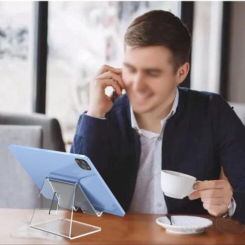 Acrylic Desk Tablet Stand, Clear Tablet Holder, Desktop iPad Stand, Compatible with Tablet Such As iPad Air Mini Pro, Phone 13 Pro 12 Mini 11 XS Max XR X 6 7 8 Plus (4-13 inch) in Saudi Arabia