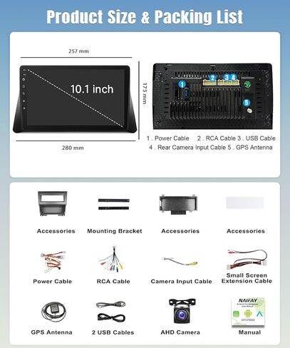 Naifay Android Car Radio for Honda Accord 8th 2008 2009 2010 2011 2012 2013, 2+32GB 10.1 Inch Touch Screen Car Stereo with Wireless Carplay Android Auto GPS Navigation WiFi FM SWC Backup Camera in Saudi Arabia