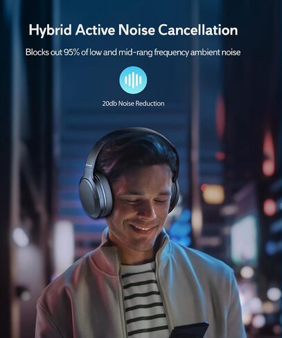 INFURTURE Q3 Active Noise Cancelling Headphones, Wireless Over Ear Bluetooth Headphones, Deep Bass Headset, Ambient Sound Mode,Low Latency, Memory Foam Ear Cups,60H Playtime in Saudi Arabia