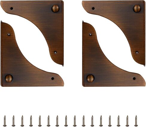 Antrader Box Metal Corner Protector,Zinc Alloy Furniture Corner Protector,Decorative Edge Cover Safety Guard,Pack of 4(49×49×24mm in Saudi Arabia