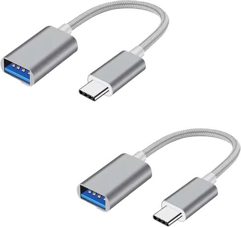 (2 Pack) USB Type C to Type A adapter - MAC compatible - OTG compatible - Male type C to female type A - Compatible with PC, Laptops, Mac, Tablets and mobile phones., Silver in Saudi Arabia