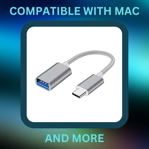 (2 Pack) USB Type C to Type A adapter - MAC compatible - OTG compatible - Male type C to female type A - Compatible with PC, Laptops, Mac, Tablets and mobile phones., Silver in Saudi Arabia