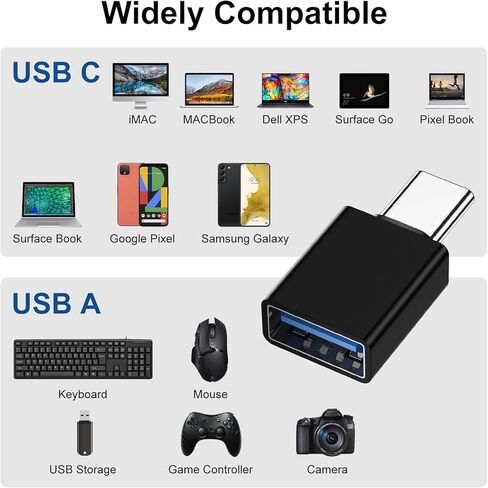 USB C to USB OTG Adapter 2 Pack USB C Male to USB 3.0 Female Extension Adapter Type C OTG Drive Converter Compatible with Otterbox Case iPhone 15 Pro iPad Mini 6 Air 4 5 Surface Go Samsung S24 Pixel 8 in Saudi Arabia