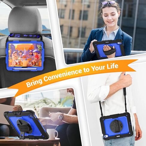 SEYMAC Case for iPad Air 13 Inch M4/M3/M2 (2026/2025/2024), Black | Heavy Duty Shockproof Protective, Built-in Screen Protector, 360° Rotating Stand, Hand/Shoulder Strap, Pencil Holder in Kuwait