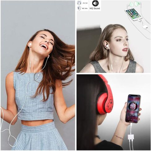 [Apple MFi Certified] Lightning to 3.5mm Headphone Jack Adapter for iPhone,Dongle 2 in 1 Charger and Aux Audio Splitter Adapter Compatible with iPhone 14 13 12 11 Pro Max XS XR 8 7 6 5 White in Kuwait