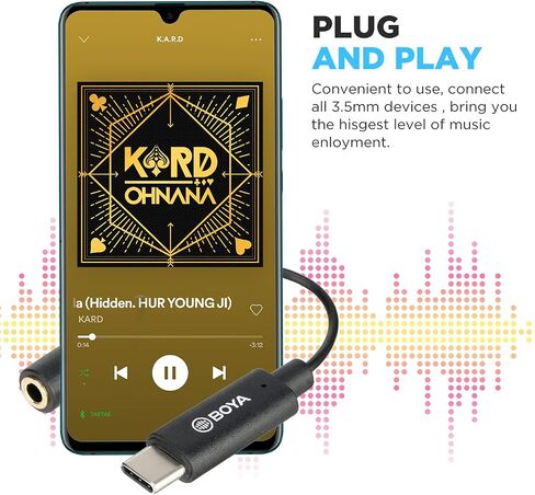 BOYA by-K4 USB-C to 3.5mm (TRS) Adapter(2.4 inch),AUX to USB C Microphone/Headphone Adapter Jack Converter, Compatible with TRS Microphone/Headphone/USB-C Android Phone/Laptop in Saudi Arabia