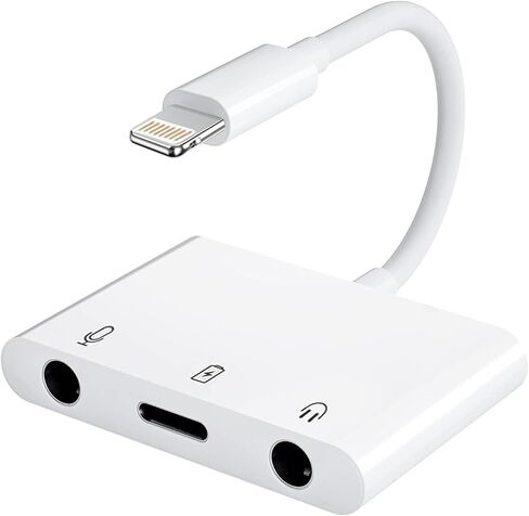 Microphone Adapter Compatible for iPhone iPad Lightning to Microphone Audio Adapter 3 in 1 Microphone Audio Jack and Charging Splitter for Live Streaming Compatible with iPhone 14 13 12 11 in Saudi Arabia