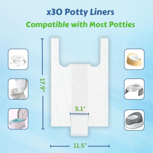 [30 Pack] Disposable Potty Bags Compatible with OXO Tot 2-in-1 Go Potty and Most Potty Chairs, Absorbant Refill Bags for Portable Travel Potty Toilet | Gift 72 Motivational Potty Training Stickers in Saudi Arabia