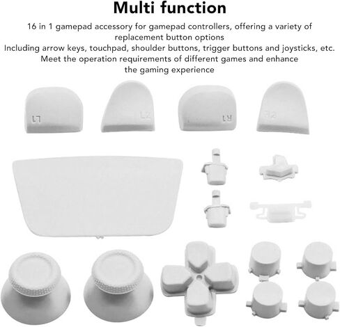 16Pcs Game Controller Replacement Buttons, Thumbsticks Joystick for PS5 Gamepad, Replacement Thumbstick Buttons for PS5 Controller (White) in Kuwait