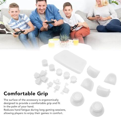 16Pcs Game Controller Replacement Buttons, Thumbsticks Joystick for PS5 Gamepad, Replacement Thumbstick Buttons for PS5 Controller (White) in Kuwait