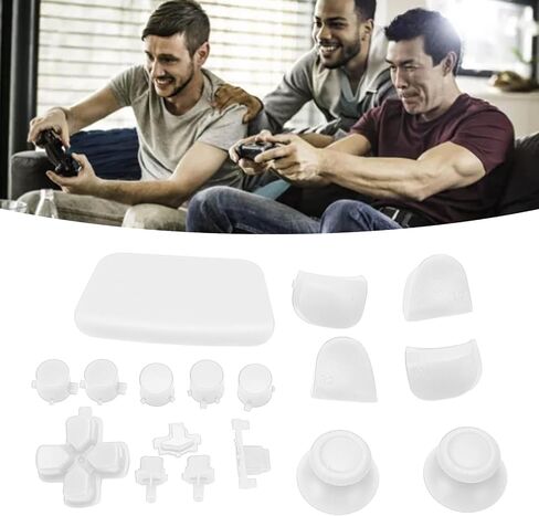 16Pcs Game Controller Replacement Buttons, Thumbsticks Joystick for PS5 Gamepad, Replacement Thumbstick Buttons for PS5 Controller (White) in Kuwait