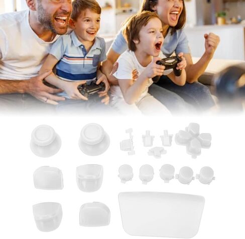 16Pcs Game Controller Replacement Buttons, Thumbsticks Joystick for PS5 Gamepad, Replacement Thumbstick Buttons for PS5 Controller (White) in Kuwait