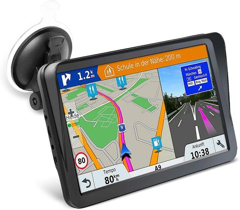 GPS Navigator for Car, Latest 2024 Map 9-inch HD Display 16GB 256MB Satellite Navigation with Sun Visor,Smart Real Voice GPS Guidance，Provides Lifetime Live Map Updates in Saudi Arabia