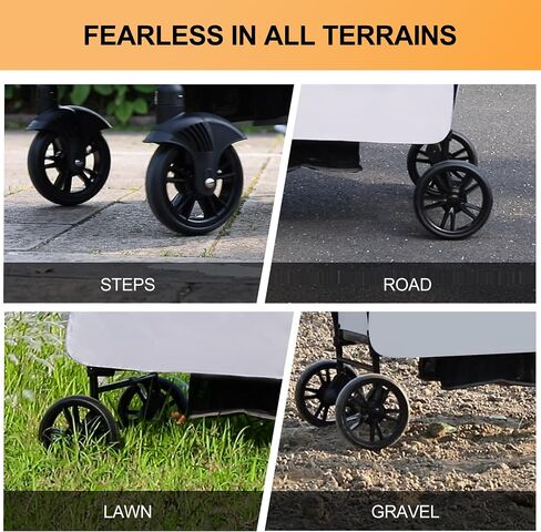 Foldable Stroller Wagon for 2 Kids, Wagon Stroller with Adjustable Handle-Bar, Push Pull Collapsible Stroller with Removable UV-Protection Canopy 5-Point Harness Shock-Absorbing Wheels, Grey in Saudi Arabia