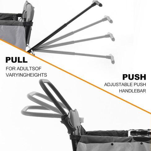Foldable Stroller Wagon for 2 Kids, Wagon Stroller with Adjustable Handle-Bar, Push Pull Collapsible Stroller with Removable UV-Protection Canopy 5-Point Harness Shock-Absorbing Wheels, Grey in Saudi Arabia