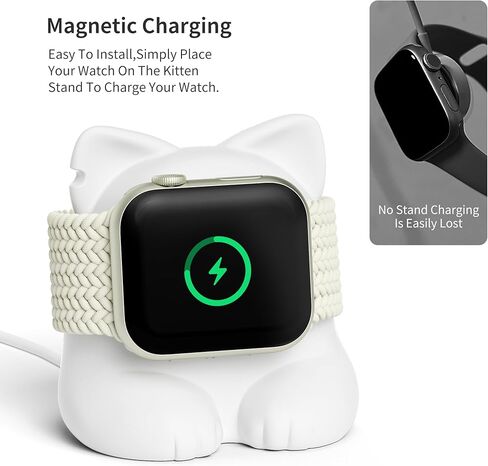 ELETIUO Charger Stand Compatible with Apple Watch Series 49/46/45/44/42/41/40/38mm iWatch Ultra2/Ultra/10/9/8/SE2/7/6/SE/5/4/3/2/1,Silicone Charging Dock Organizer Supports Night Stand Mode,Purple in Kuwait
