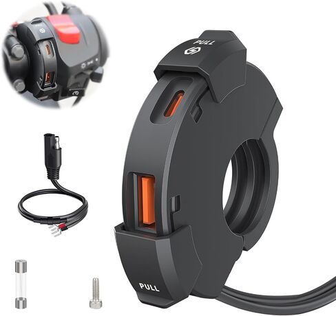 Motorcycle Phone Charger Fast Charge 18W USB 30W Type-C PD Quick Charger SAE to USB Adapter IP65 Waterproof Phone Charger for Phones Tablets GPS in Saudi Arabia