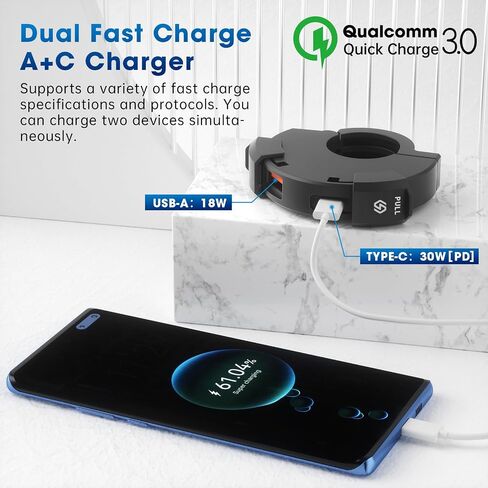 Motorcycle Phone Charger Fast Charge 18W USB 30W Type-C PD Quick Charger SAE to USB Adapter IP65 Waterproof Phone Charger for Phones Tablets GPS in Saudi Arabia