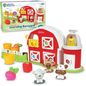Learning Resources Peekaboo Learning Barnyard Playset,Toddler Toys, Montessori Toys, Preschool Learning Activities, Barn Toy,Farm Animal Toys, Ages 18 Months+, 12 Pieces