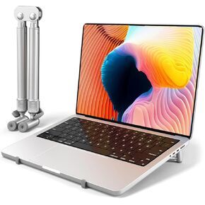 Laptop Stand for Desk, Fully Foldable Ergonomic Laptop Riser for Easy Storage, Portable Aluminum Laptop Holder Compatible with MacBook Air/Pro, Dell, HP, All Laptops (11-17.3 inch), Silver