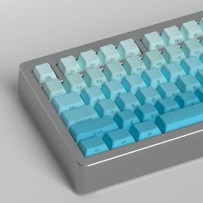 Side Printed Keycaps Cyan Gradient 125 Keys Cherry Profile PBT Heat Sublimation keycap Set for Mx Cherry Mechanical Keyboard (128 Cyan Gradient)