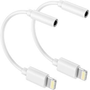 (معتمد من Apple MFi) محول مقبس سماعة رأس Lightning إلى 3.5 مم لهاتف iPhone، محول كابل صوت دونجل لسماعات iPhone متوافق مع iPhone 14 13 12 11 X XS 8 7 يدعم جميع أنظمة iOS - عبوتان