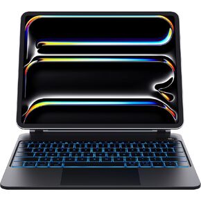 CHESONA iPad Pro 13 inch case 2024 with keyboard, Easy-Set Floating Cantilever Stand, Smart Trackpad, 7 Color Backlit with Battery Digital Display, Magnetic Keyboard Case for iPad Pro 13 (M4), Black