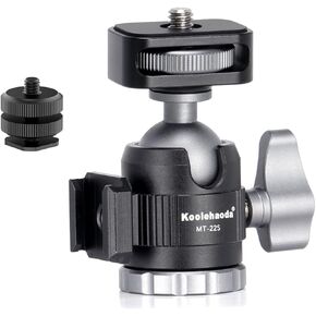 Koolehaoda Mini Ball Head, Camera BallHead Metal Mini Ball Head 360 Degree Rotating with Cold Shoe Mount for Camera Camcorder Tripod Monopod Slider Smartphone Light