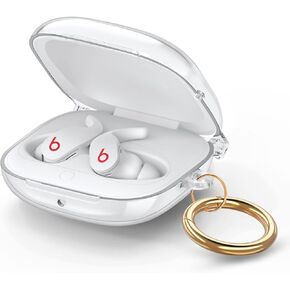 Beats Fit Pro Case Cover,AIRSPO Clear Case for Apple Beats Fit Pro 2021 Shockproof Protective Beats Fit Pro Earbuds Case Covers with Keychain (Clear)
