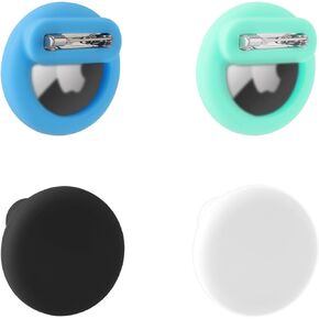 4pcs Hidden Kids Holder, Silicone Case with Safety Pins Compatible with Apple Air Tag GPS Tracker Clip for Kids Adult Inside Clothes(Black, White, Green, Light Blue)