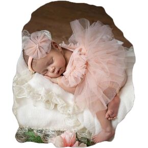Ylsteed Newborn photography Outfits Girl Newborn Photography Props Lace Romper with Tulle Skirt and Handmade Headband Newborn Infant Photo shoot Outfits Girls Photo Props