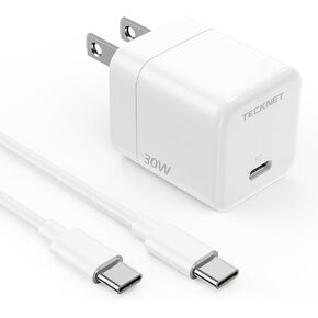 TECKNET USB C Charger Block, Mini Foldable Plug Charger Fast Charging 30W PD Wall Charger with 5FT Type Cable for iPhone 15/15 Plus/15 Pro/15 Pro Max/14/13, Pixel, Galaxy, iPad/iPad Mini and More