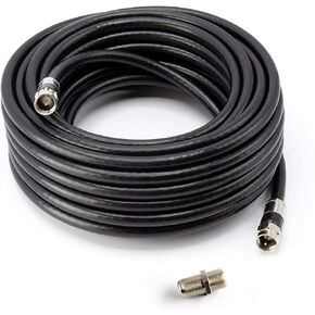 PBD RG6 Coaxial Cable with F-Male Connectors & Female to Female F-Type Coaxial Cable Extension - Grip Caps - 59FT