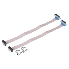 MECCANIXITY 2Pcs 16Pin Flat Ribbon Cable Grey DB15 Male to FC-16P 2.54mm Pitch 30cm Length DB Serial Port Cable for Computer, LED Display, DVD with 4 Screws