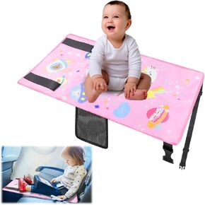 Toddler Airplane Bed，Abnaok Airplane Seat Extender for Kids, Portable Toddler Travel Plane Bed, Toddler Airplane Travel Essentials，Airplane Footrest Flight Must Haves for Kids Baby (Pink)