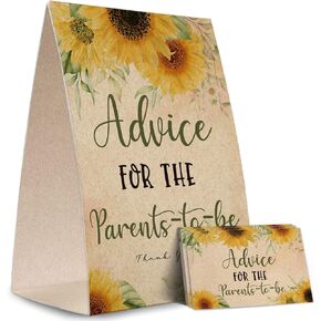 Advice for the Parents-to-Be Sign, Baby Shower Advice Game Kit (1 Standing Sign + 50 Advice Cards), Baby Showers Decorations-NPZAD14