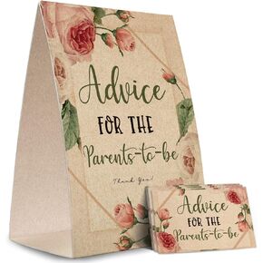 Advice for the Parents-to-Be Sign, Baby Shower Advice Game Kit (1 Standing Sign + 50 Advice Cards), Baby Showers Decorations-NPZAD16