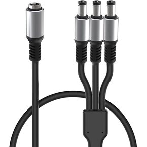 DC Power 1 Female to 3 Male Splitter Cable, 5.5mm x 2.1mm DC Y Splitter Extension Cable for CCTV Security Camera, DVR, LED Strip Light (1 to 3 Way), 50cm