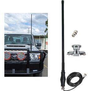 SIGNALPLUS GMRS Mobile Antenna for Car, VHF UHF GMRS, Vehicle Ham Radio Antenna with Spring Base, Car Bonnet Bracket, PL259
