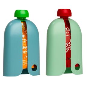 HÅLLIS The Swedish Squeeze Pouch Holder - 2pack - The Baby Product You Didn't Know You were Missing - Enjoy a Snack on The go - No More Messy Clean-ups - Fits Most Squeeze Pouches
